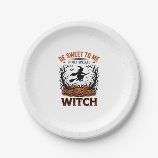Halloween Hexen Design Sei Süß Oder Werde Verzaube Pappteller (Vorderseite)