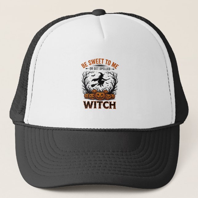 Halloween Hexen Design Sei Süß Oder Werde Verzaube Truckerkappe (Vorderseite)
