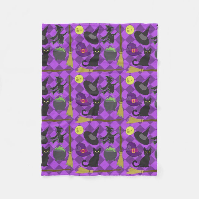 Halloween Hexen Fleecedecke (Vorderseite)