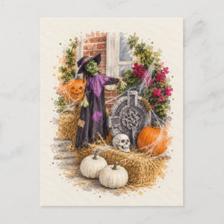 Halloween Hexen-Friedhof Aquarell-Postkarte Feiertagspostkarte
