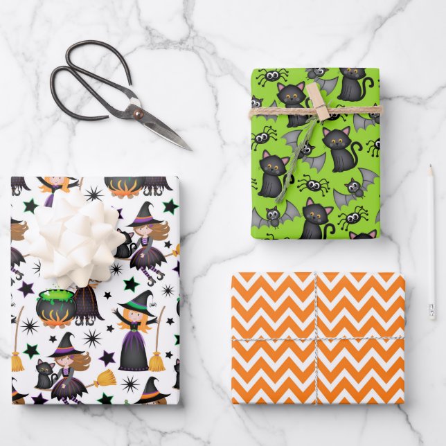 Halloween Hexen Geschenkpapier Set (Vorderseite)