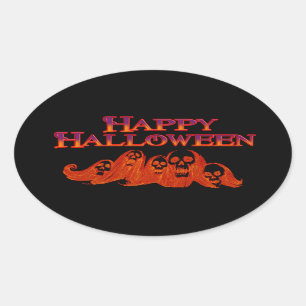 Halloween-Hexen glückliches Halloween Ovaler Aufkleber
