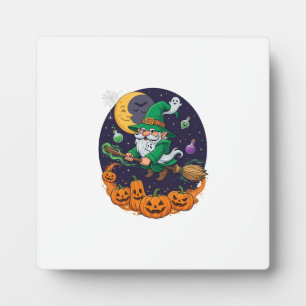 Halloween Hexen Gnom Besenstiel Kürbisse Mond Fotoplatte