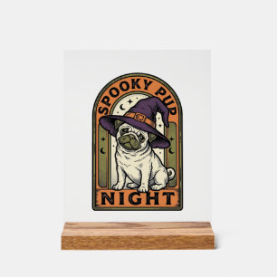 Halloween-Hexen-Hund Vintage-Stich-Shirt-Design Acrylschild