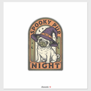Halloween-Hexen-Hund Vintage-Stich-Shirt-Design Aufkleber