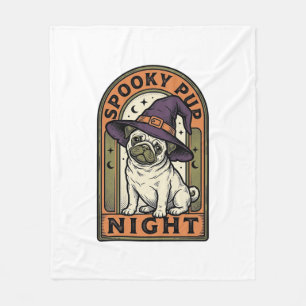 Halloween-Hexen-Hund Vintage-Stich-Shirt-Design Fleecedecke