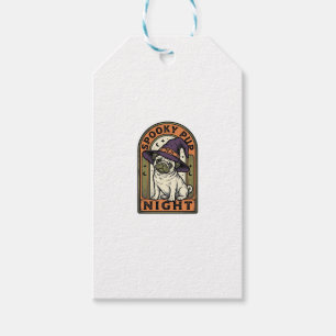 Halloween-Hexen-Hund Vintage-Stich-Shirt-Design Geschenkanhänger