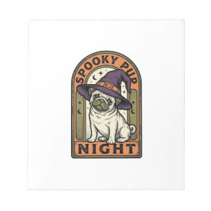Halloween-Hexen-Hund Vintage-Stich-Shirt-Design Notizblock
