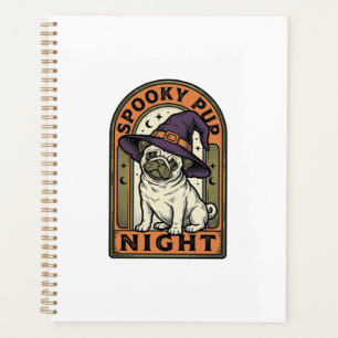 Halloween-Hexen-Hund Vintage-Stich-Shirt-Design Planer