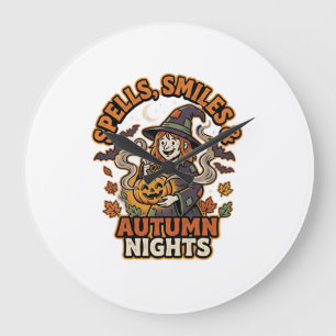 Halloween Hexen Kürbis Stimmung Große Wanduhr