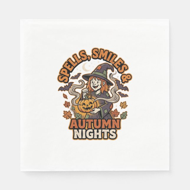 Halloween Hexen Kürbis Stimmung Serviette (Vorderseite)