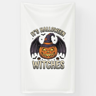 Halloween Hexen-Kürbis Vintage-Fledermaus-Shirt_1 Banner