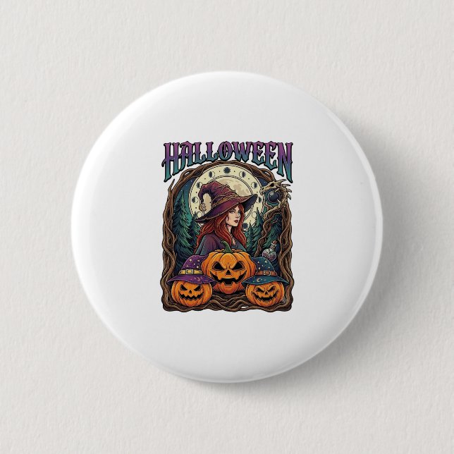 Halloween Hexen Kürbisse Mondphasen_1 Button (Vorderseite)