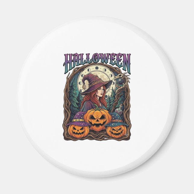Halloween Hexen Kürbisse Mondphasen_1 Magnet (Vorne)