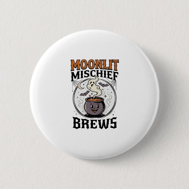 Halloween Hexen Mond Unfug Button (Vorderseite)