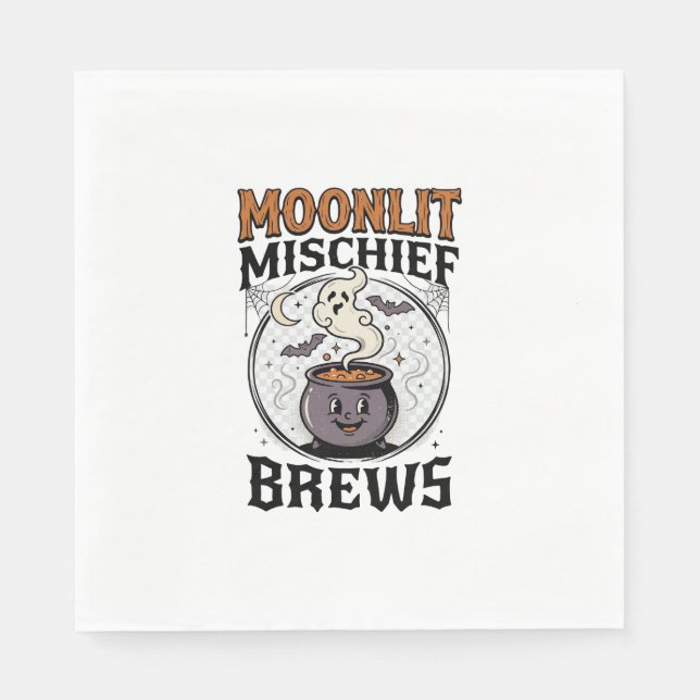 Halloween Hexen Mond Unfug Serviette (Vorderseite)
