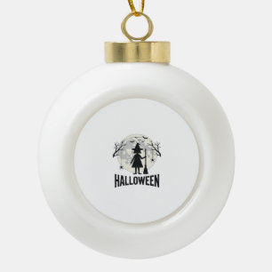 Halloween-Hexen-Mond-Vintage-Stich-Design_1 Keramik Kugel-Ornament
