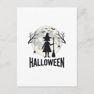 Halloween-Hexen-Mond-Vintage-Stich-Design_1 Postkarte