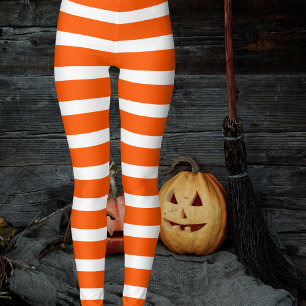 Halloween-Hexen-Orange-Streifen-Strümpfe Leggings