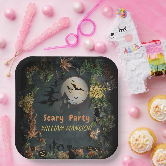 Halloween Hexen Party Nachtplaner Einladung Pappteller (Party)