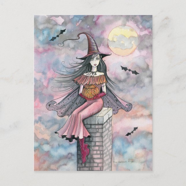 Halloween Hexen Postkarte (Vorderseite)