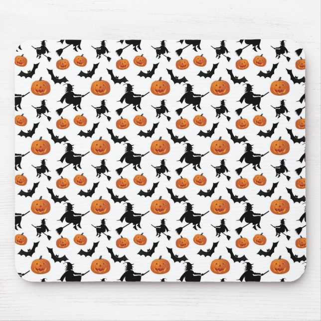Halloween Hexen, Pumpkins und Fledermäuse Mousepad (Vorne)