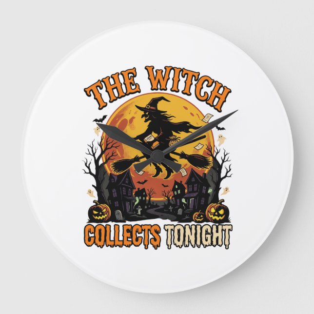 Halloween Hexen Sammlung Humor Große Wanduhr (Vorderseite)