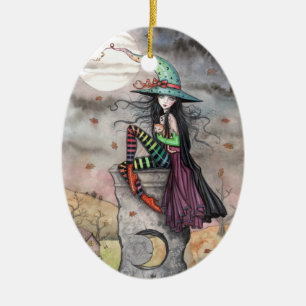 Halloween Hexen-Schmuck Verzauberter Oktober Keramikornament