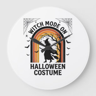 Halloween-Hexen-Shirt Lustiges Kostüm Vintage-Grav Große Wanduhr