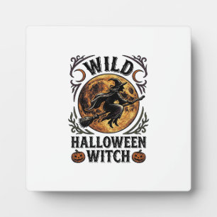 Halloween-Hexen-Shirt Vintage-Besen-Mond Grafik_1 Fotoplatte