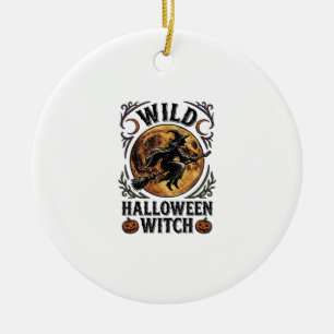Halloween-Hexen-Shirt Vintage-Besen-Mond Grafik_1 Keramik Ornament