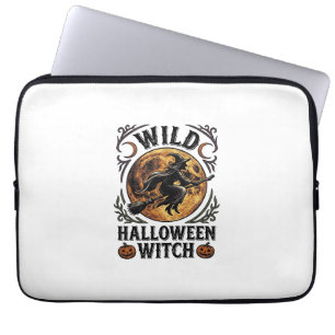 Halloween-Hexen-Shirt Vintage-Besen-Mond Grafik_1 Laptopschutzhülle