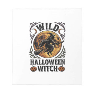 Halloween-Hexen-Shirt Vintage-Besen-Mond Grafik_1 Notizblock