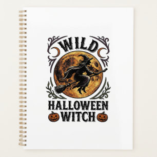 Halloween-Hexen-Shirt Vintage-Besen-Mond Grafik_1 Planer
