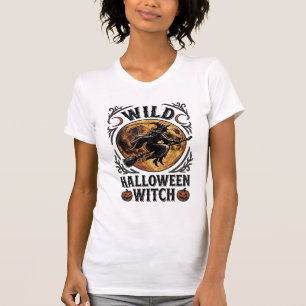 Halloween-Hexen-Shirt Vintage-Besen-Mond Grafik_1 T-Shirt