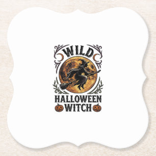 Halloween-Hexen-Shirt Vintage-Besen-Mond-Grafik_1 Untersetzer