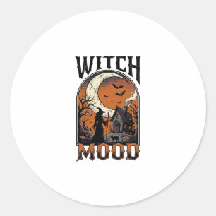 Halloween-Hexen-Shirt Vintage-Geister-Mond-Design_ Runder Aufkleber