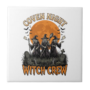 Halloween-Hexen-Shirt Vintage Graviert Coven Nacht Fliese