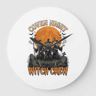 Halloween-Hexen-Shirt Vintage Graviert Coven Nacht Große Wanduhr
