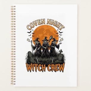 Halloween-Hexen-Shirt Vintage Graviert Coven Nacht Planer