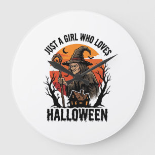 Halloween-Hexen-Shirt Vintage-Gravur-Kostüm-Ar Große Wanduhr