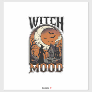 Halloween-Hexen-Shirt Vintage Grusel Mond Design_ Aufkleber