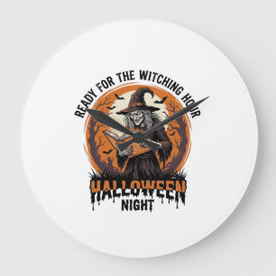 Halloween Hexen-Shirt Vintage-Zauberbuch Lesend De Große Wanduhr