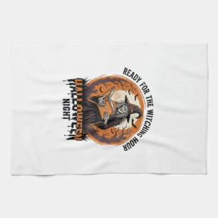 Halloween Hexen-Shirt Vintage-Zauberbuch-Lesende D Geschirrtuch