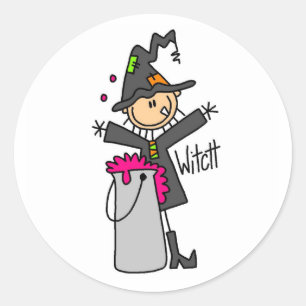 Halloween-Hexen-Strichmännchen-Aufkleber Runder Aufkleber