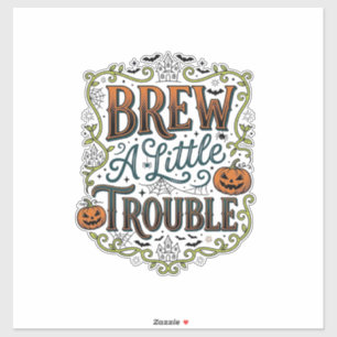 Halloween-Hexen-Typografie Braut Ein Wenig Ärger_1 Aufkleber
