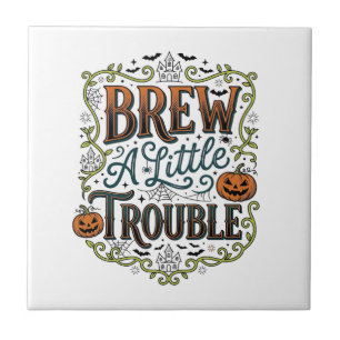 Halloween-Hexen-Typografie Braut Ein Wenig Ärger_1 Fliese