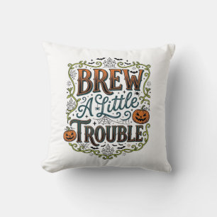 Halloween-Hexen-Typografie Braut Ein Wenig Ärger_1 Kissen