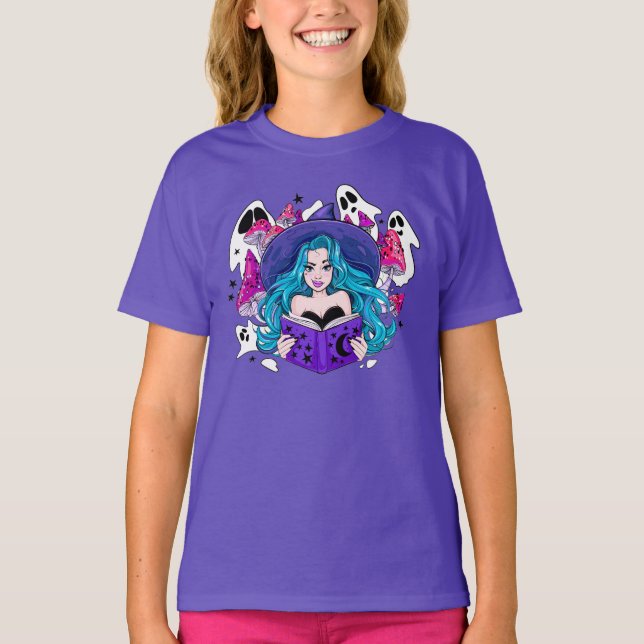 Halloween Hexen und Geist T-Shirt (Vorderseite)