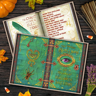 Halloween Hexen Zauberzauber Buch Eyeball Party Einladung